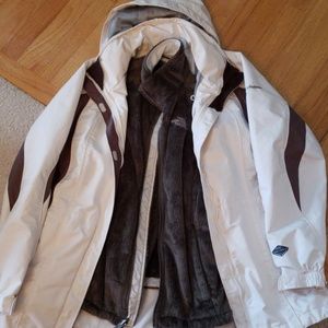 Columbia shell, Northface liner winter coat system